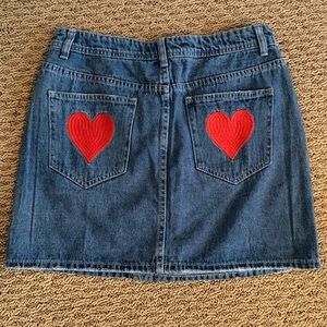 Heart stitched denim skirt